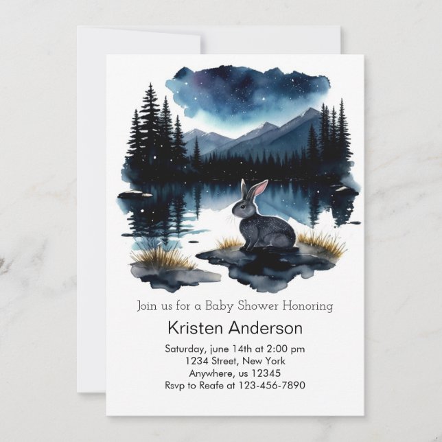 Moonlit Pines Adventure Awaits Baby Shower Invitation (Front)