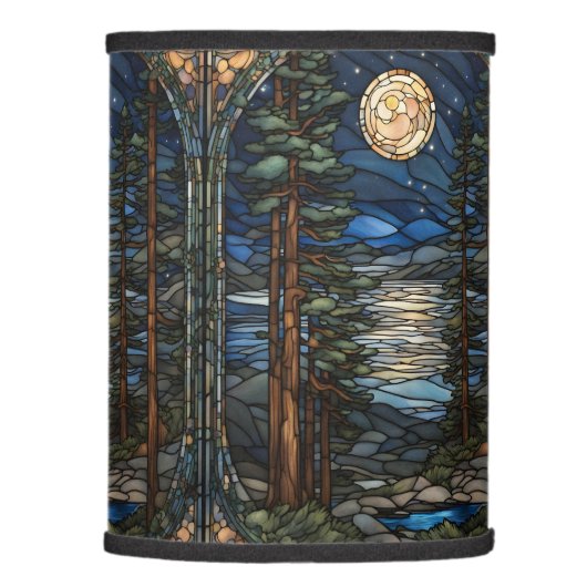 Moonlit Pines Stained Glass Lamp (Right)