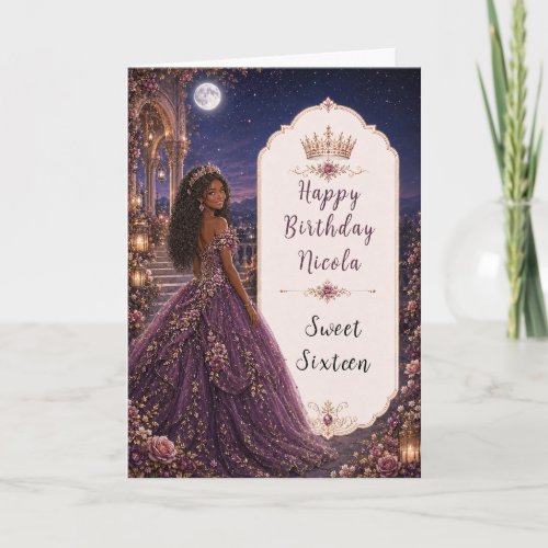 Moonlit Plum Garden Sweet Sixteen Card