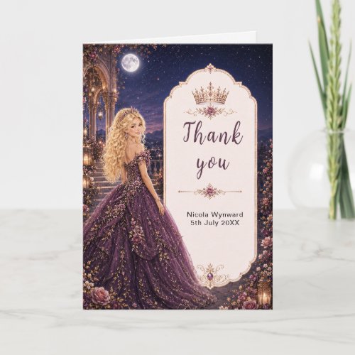 Moonlit Plum Garden Sweet Sixteen Thank You Card