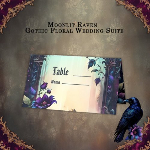 Moonlit Raven | Gothic Floral Wedding Suite. Place Card