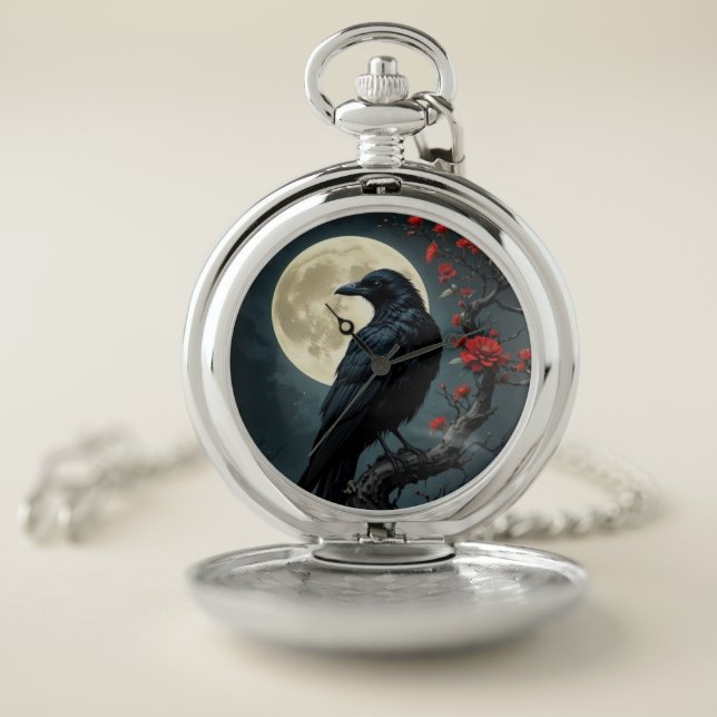 Moonlit Raven Pocket Watch (Inside)