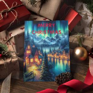 Moonlit Reflections: Night Lake With Houses Postcard