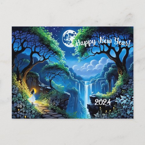 Moonlit Reflections of Hope New Beginnings  Holiday Postcard