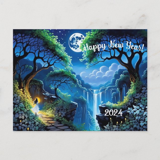 Moonlit Reflections of Hope New Beginnings  Holiday Postcard (Front)