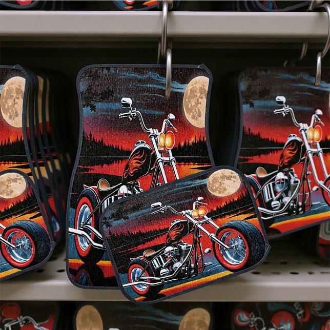 Moonlit Ride with Fiery Elegance Car Floor Mat (Creator Uploaded)