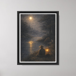Moonlit River Landscape Wall Art