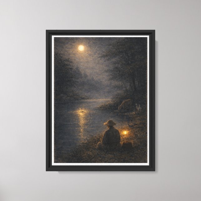 Moonlit River Landscape Wall Art (Front)
