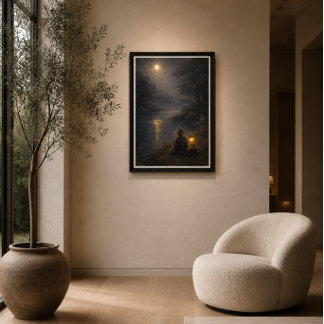 Moonlit River Landscape Wall Art