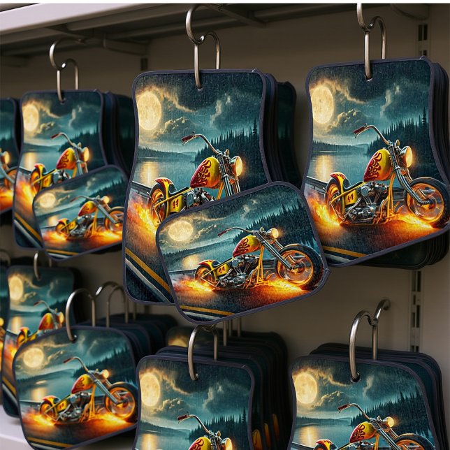 Moonlit Road and Fiery Wheels Car Floor Mat (Creator Uploaded)