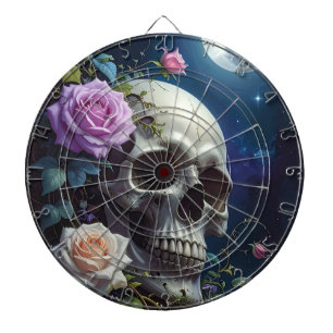 Moonlit Roses Skull Dart Board