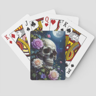 Moonlit Roses Skull Poker Cards