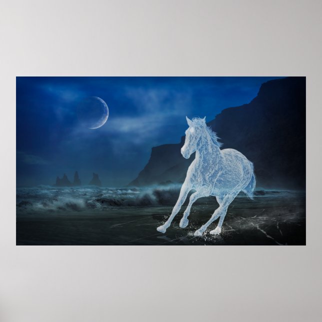 Moonlit Running Horse Ghost Print Poster Artwork (Front)
