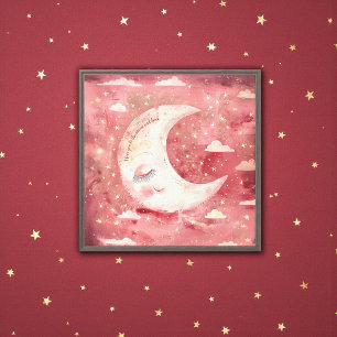 Moonlit Rustic Red Nursery & Kids' Room Canvas Print