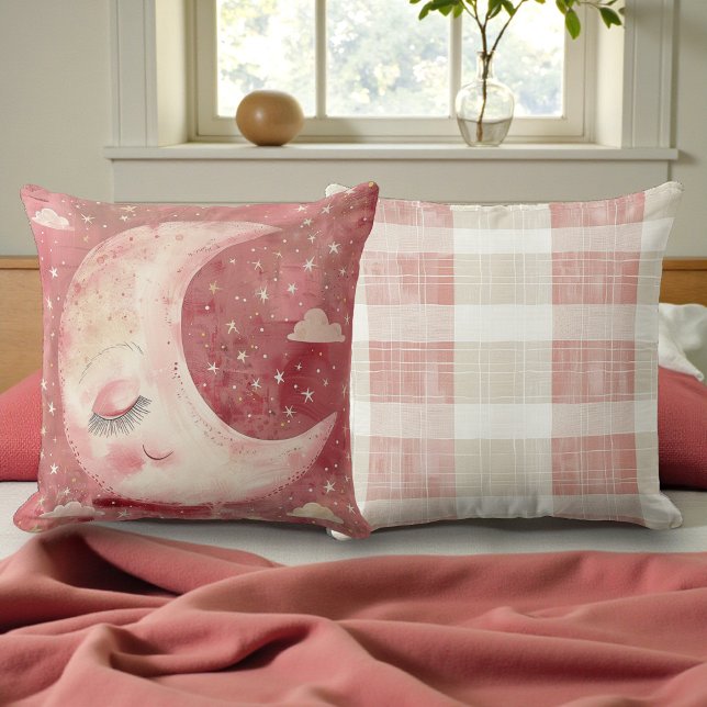 Moonlit Rustic Red Nursery & Kids' Room Throw Pillow (Creator Uploaded)