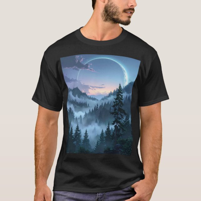 Moonlit Sanctuary: The Ethereal Forest T-Shirt (Front)
