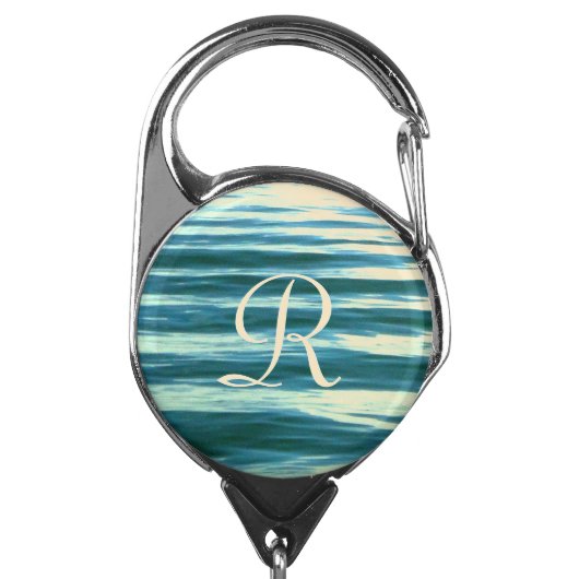 Moonlit Sea Monogrammed Badge Holder (Carabiner Front)
