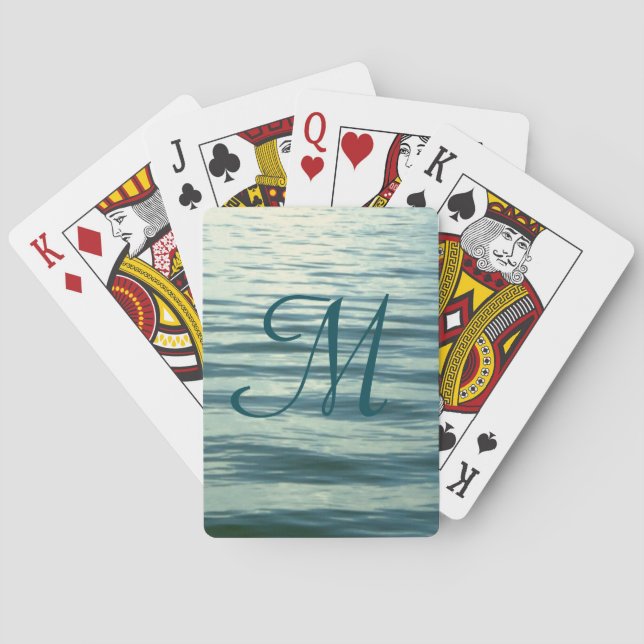 Moonlit Sea Monogrammed Poker Cards (Back)