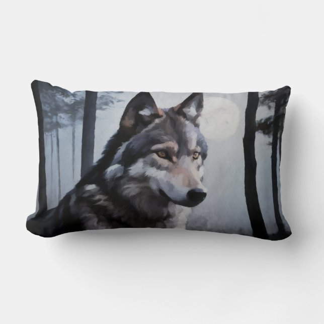 Moonlit Sentinel Lumbar Pillow (Front)
