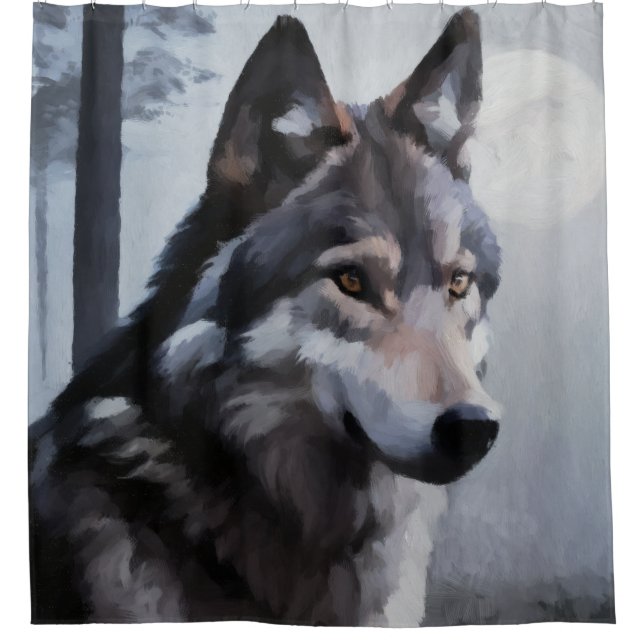 Moonlit Sentinel Shower Curtain (Front)