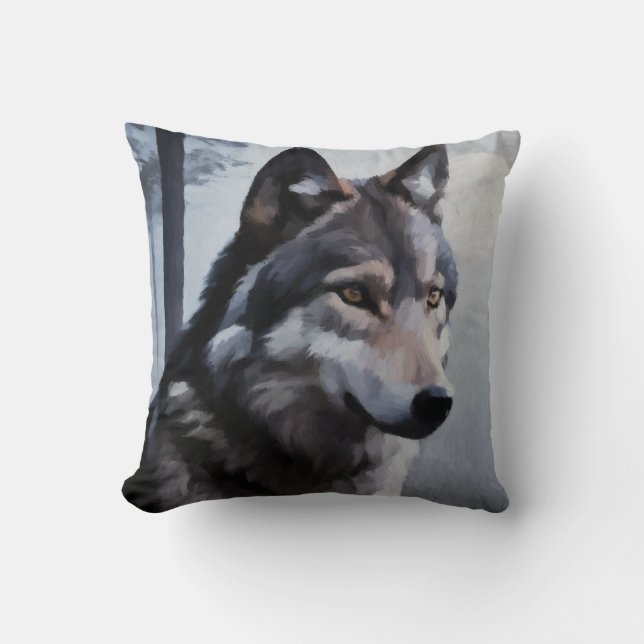 Moonlit Sentinel Throw Pillow (Front)