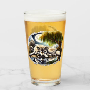 Moonlit Serenity A Slumbering Wolf Glass