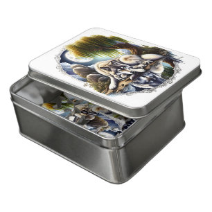 Moonlit Serenity A Slumbering Wolf Jigsaw Puzzle