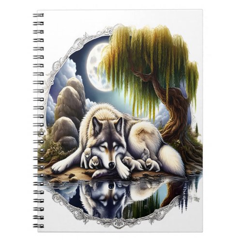 Moonlit Serenity A Slumbering Wolf Notebook