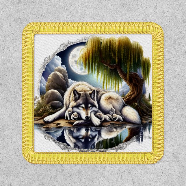 Moonlit Serenity A Slumbering Wolf Patch (Front)