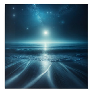 Moonlit Serenity: Beach Under Starry Sky Acrylic Print