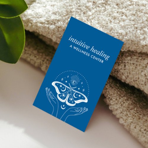 Moonlit Serenity Embrace Healing Hands Blue Business Card