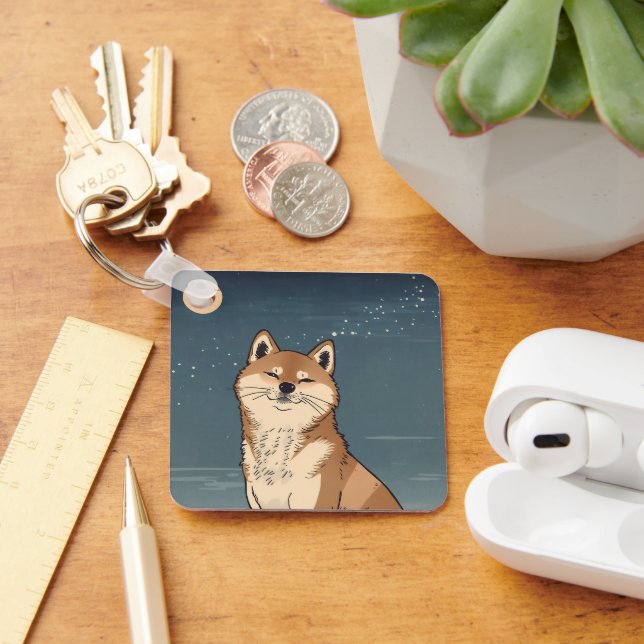 Moonlit Shiba Dog Keychain (Desk)