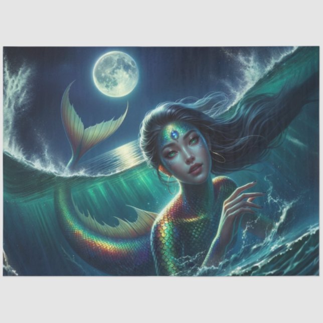 Moonlit Siren – Mermaid Decoupage Paper  (Front)