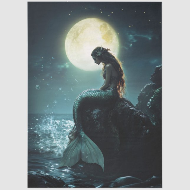 Moonlit Siren Mermaid Decoupage Tissue Paper (Front)