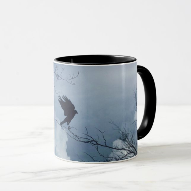 Moonlit Sky And A Crow Mug (Front Right)