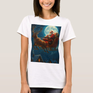 Moonlit Sleigh Ride: Santa’s Magical Journey T-Shirt
