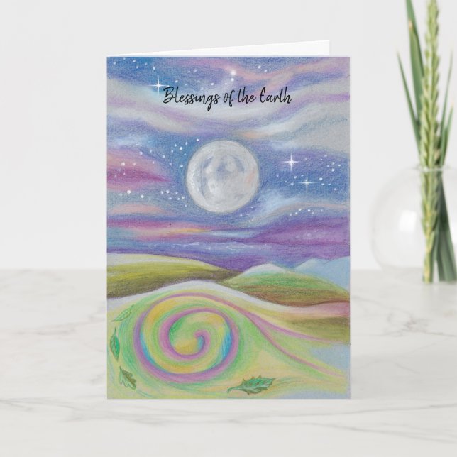Moonlit spiral landscape blessings card (Front)