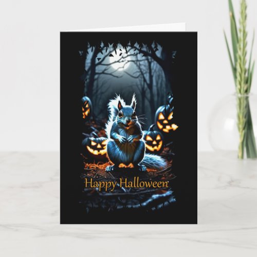 Moonlit Squirrel Halloween Card