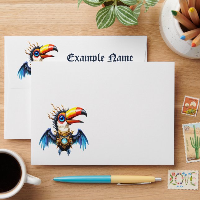 Moonlit Steampunk Toucan. Envelope (Desk)
