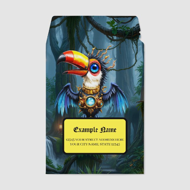 Moonlit Steampunk Toucan.  Envelope Mailers (Front)