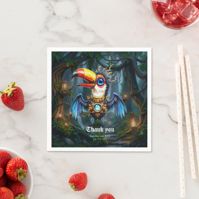 Moonlit Steampunk Toucan. Napkins (Insitu)