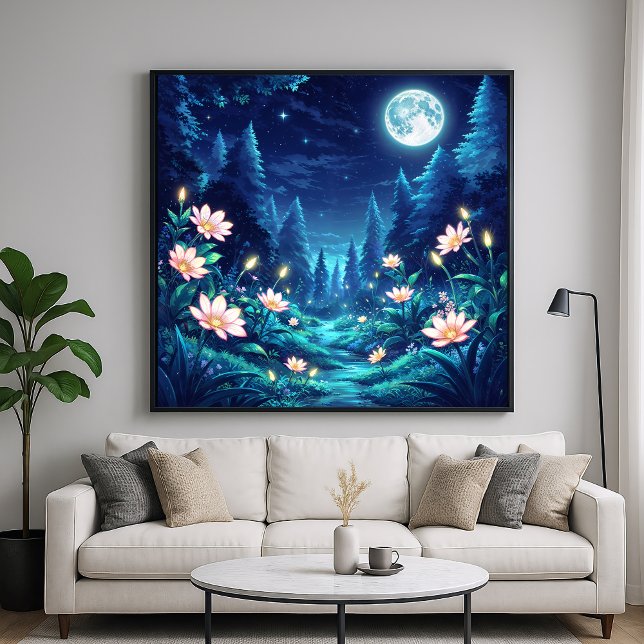 Moonlit Stream - Nighttime Illustration Art Style Poster (Creator Uploaded)