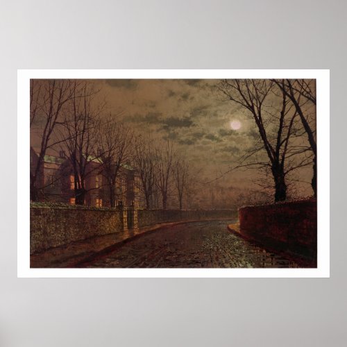 Moonlit Street Scene 1882 oil on canvas Poster