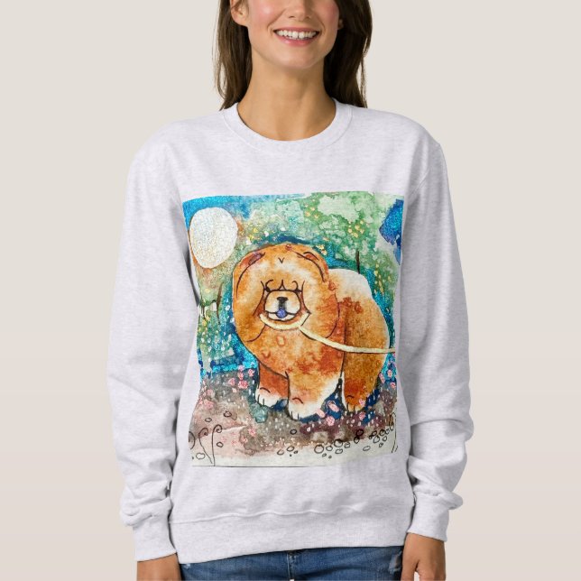MOONLIT STROLL  Chow on front and back Sweatshirt (Front)