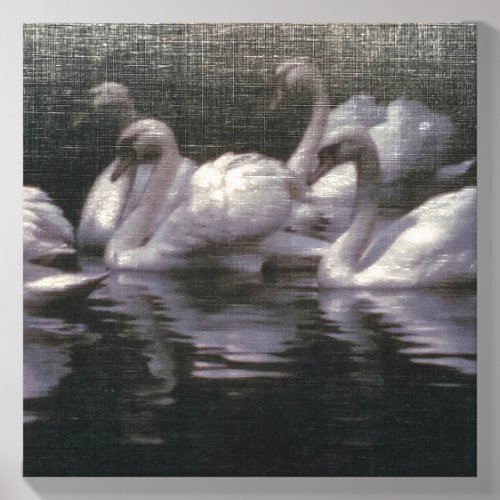 Moonlit Swan Lake Canvas Photo Tile