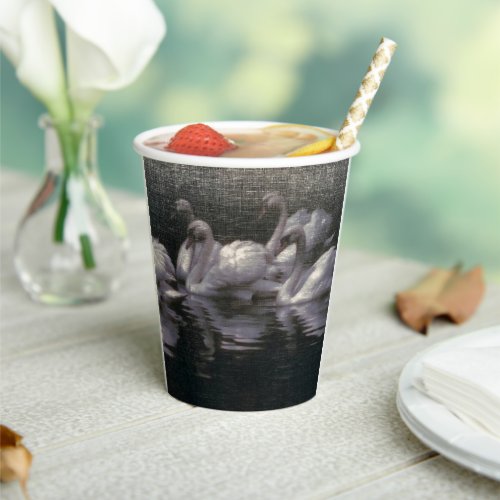 Moonlit Swan Lake Paper Cups