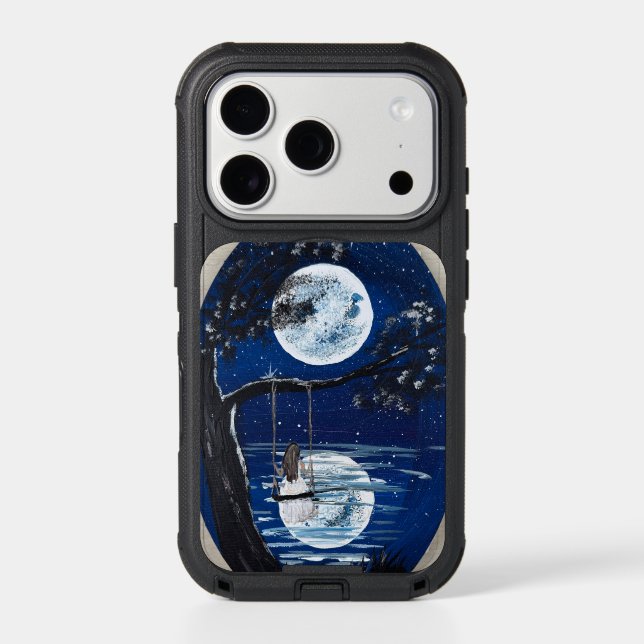 Moonlit swing-handmade artwork  otterbox iPhone case (Back)