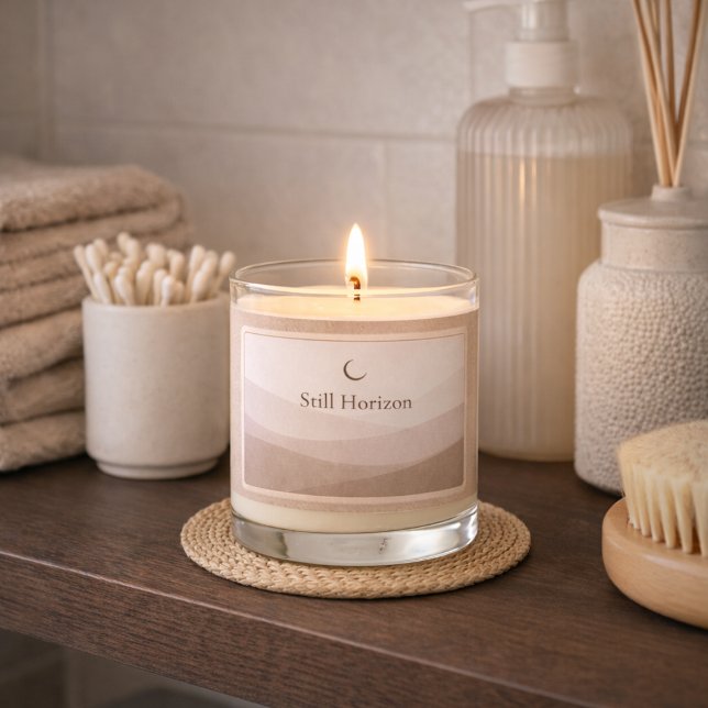 Moonlit Taupe Ivory Scented Jar Candle (A taupe to ivory gradient with a moon detail brings quiet depth to shelves and night tables)