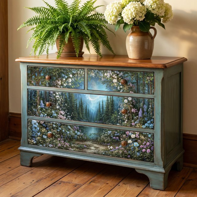 Moonlit Teal Floral Enchanted Forest Tissue Paper (Creator Uploaded)