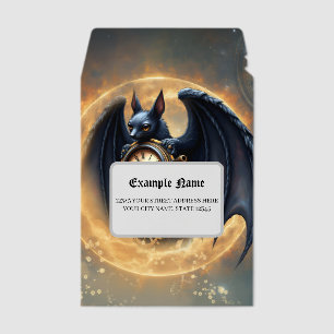 Moonlit Timekeeper – Steampunk Bat  Envelope Mailers
